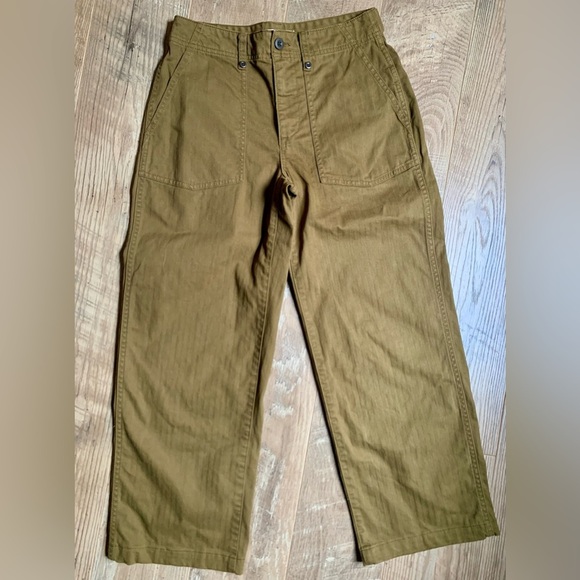 Madewell Olive Cropped Pants Durable Cotton - Picture 1 of 8